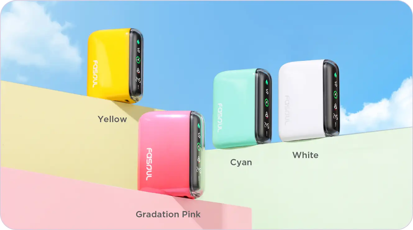 FASOUL Q1のYellow、Gradation Pink、Cyan、White